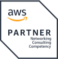 Selo da certificação AWS Partner. Networking Consulting Competency
