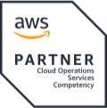 Selo da certificação AWS Partner. Cloud Operations Services Competency