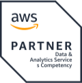 Selo da certificação AWS Partner. Data & Analytics Services Competency