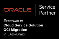 Selo da certificação Oracle Service Partner. Expertise in Cloud Service Solution OCI Migration in LAD-Brazil